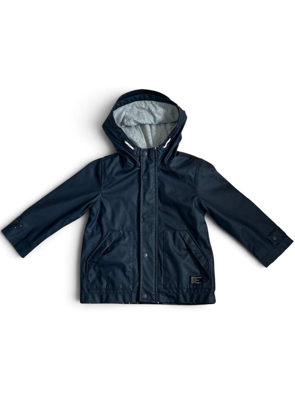 Zara Boys Navy Hooded Raincoat Jacket 2/3Y
